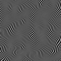 Canvas Print - Vector - Diagonal black and white curved wave lines.Optical illusion.