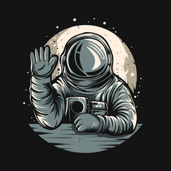 Wall Mural - astronaut say hello on the space vector illustration