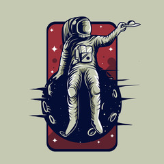Wall Mural - astronaut sit on the planet vector illustration