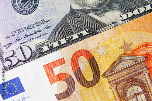 Fotomural 50 euros and 50 American dollars