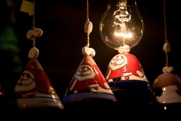 dark background with christmas toy