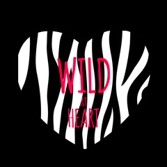 Canvas Print - Wild at Heart Background with Zebra Skin Pattern. Vector Illustration