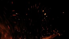 Hot Flying Embers And Sparks In Slow Motion