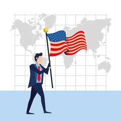 Wall Mural - businessman with united states american flag