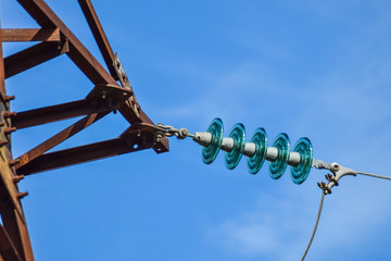 Glass prefabricated high voltage insulators on poles high-voltag