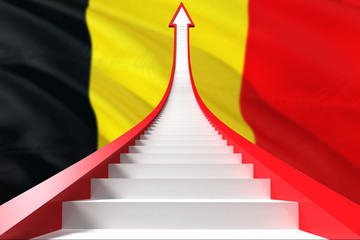 Wall Mural - Belgium success concept. Graphic shaped staircase showing positive financial growth. Business theme.