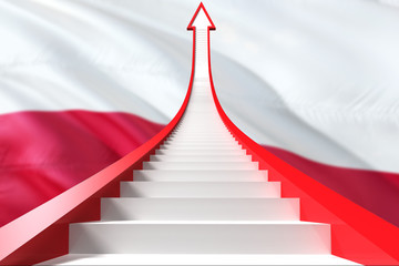 Wall Mural - Poland success concept. Graphic shaped staircase showing positive financial growth. Business theme.