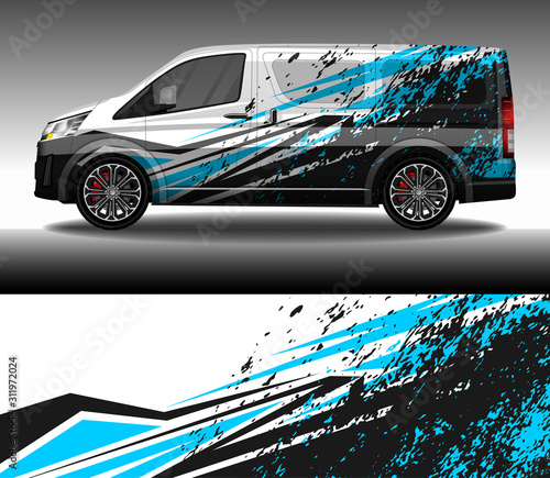 Fotomural Car wrap decal livery design vector, rally race car vehicle sticker and tinting