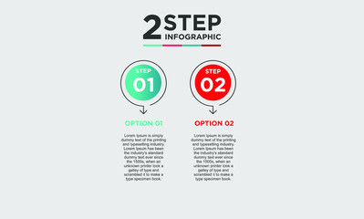 2 step infographic element. Business concept with two options and number, steps or processes. data visualization. Vector illustration.