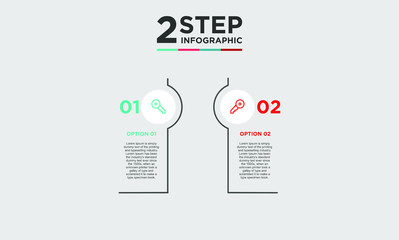 2 step infographic element. Business concept with twooptions and number, steps or processes. data visualization. Vector illustration.