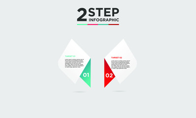 2 step infographic element. Business concept with twooptions and number, steps or processes. data visualization. Vector illustration.