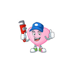 Sticker - Cool Plumber pink love balloon cartoon character mascot design