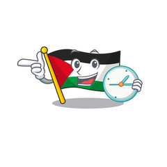 Sticker - smiling flag palestine Scroll cartoon character style with clock