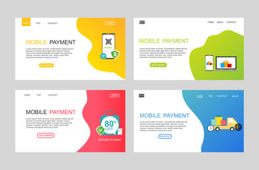  Modern flat design concept mobile payment for website and mobile website. Landing page template. Easy to edit and customize. Vector illustration