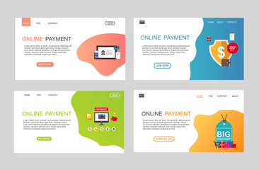 Wall Mural - online payment online concept. Internet payments, protection money transfer, online bank vector illustration. Landing page template.