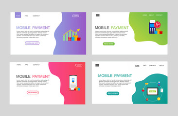  online payment online concept. Internet payments, protection money transfer, online bank vector illustration. Landing page template.