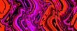 Multicolor glowing twisted lines on black background. Abstract psychedelic 3D illustration	
