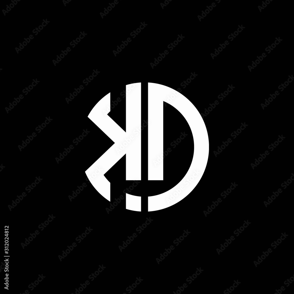 KD monogram logo circle ribbon style design template Stock Vector ...