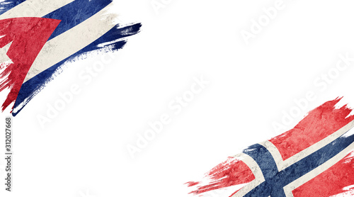 Photo Flags of Cuba and Norway on White Background