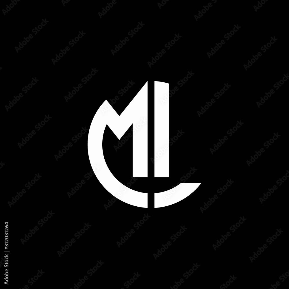 ML monogram logo circle ribbon style design template Stock Vector ...