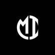 MI monogram logo circle ribbon style design template