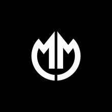 MM Monogram Logo Circle Ribbon Style Design Template
