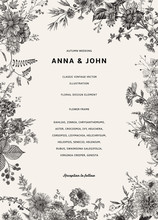 Vintage Floral Illustration. Wedding Invitation. Autumn. Black And White