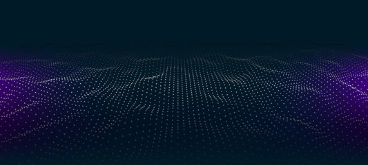 Fototapete - Vector futuristic wave. Digital technology. Big data.