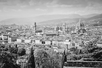 Wall Mural - Florence. Black-white retro toned.