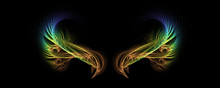Gradient Abstract Fractal Wings With Black Background