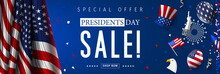 Presidents Day Sale Banner - Presidents Day Special Offer. Banner For Presidents Day Sale Design. Special Offer For Presidents Day Celebration.