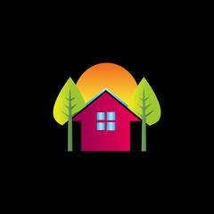 Sticker - colorful green home logo vector design