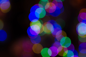 Abstract Bokeh background of defocused glittering lights. Christmas, Party, New Year background pattern concept. banner