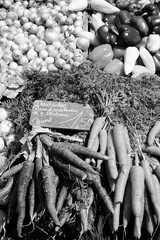 Wall Mural - Marketplace in Germany. Black and white vintage filtered photo.