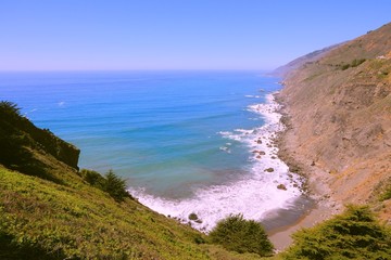 Sticker - California coast. Vintage filter color tone.