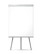 Blank office flipchart on the tripod isolated on white background.
