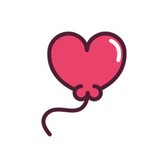 Poster - happy valentines day balloon shape heart love romantic feeling icon