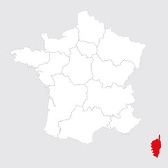 Naklejka na meble Ajaccio province marked red on france map. Gray background.