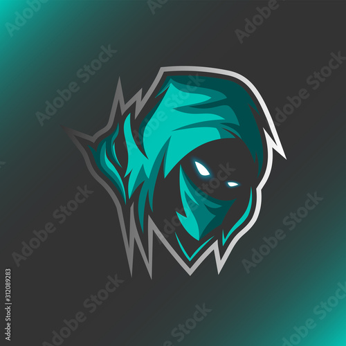 Fotografía Assassin Reaper Head Mascot Logo Illustration Template