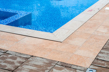 Detail Of Outdoor Swimming Pool Filled With Water Closeup