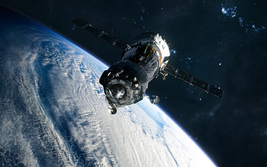 Wall Mural - Space station in orbit of the Earth. Solar system. Science fiction. Elements of this image furnished by NASA