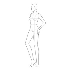 Wall Mural - Fashion template of women in standing pose. 