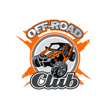 Off-Road UTV Club Logo With Orange Buggy In Center