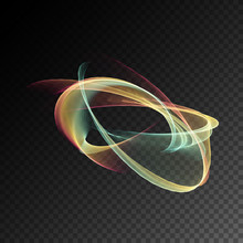 Vector Magic Glowing Swirl Trail Transparent Light Effect. Bright Shine Wavy Element For Your Design.