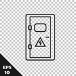 Black line Electrical cabinet icon isolated on transparent background.  Vector Illustration