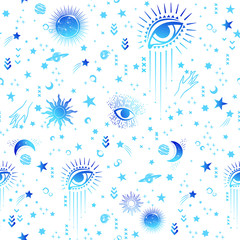 Wall Mural - Space Galaxy constellation seamless pattern print could be used for textile, zodiac star yoga mat, phone case