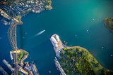 Fototapeta Konie - Sydney Harbour from high above aerial view