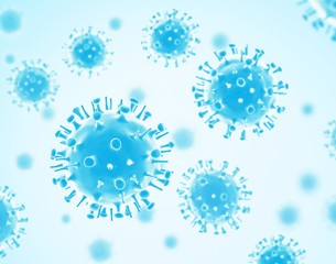 Wall Mural - Virus. Blue color. Rotavirus. Group of objects on white background. 3d illustration.