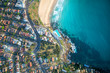Bondi beach Top down aerial of Sydney