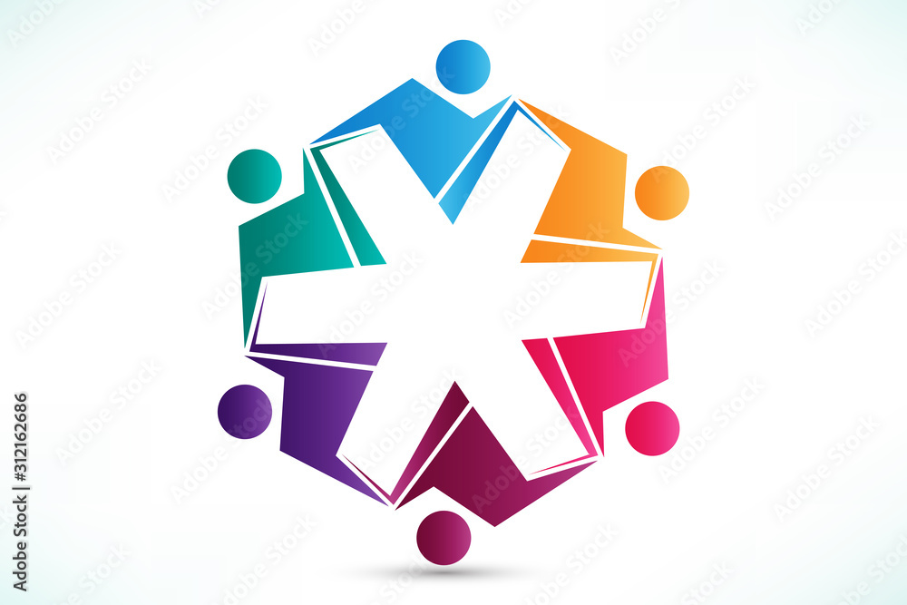 Logo teamwork unity business people icon vector image Stock Vector ...
